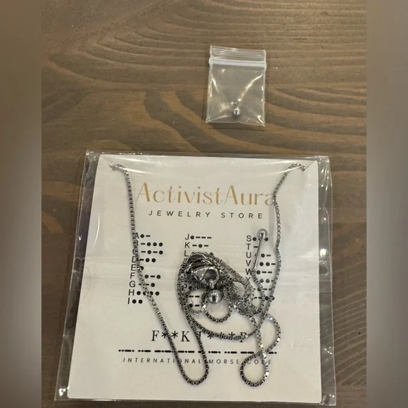 Silver Morse Code Necklace - Picture 3 of 3